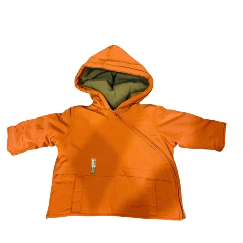 Obaibi Infant Sherpa Lined Orange Rolling Moving City Hooded Jacket Size 6M